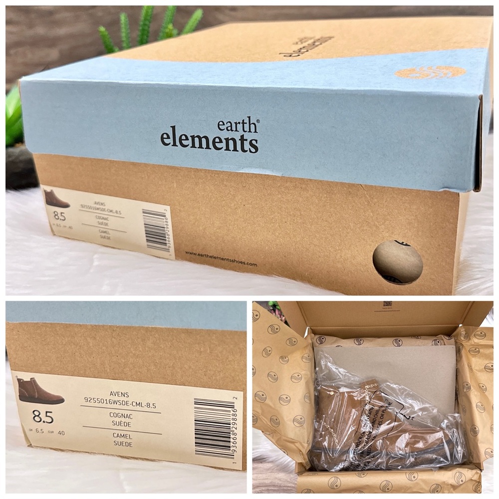 NIB Earth Elements Avens Slip On Chelsea Ankle Bootie Camel Suede 8M 39 - Picture 12 of 13